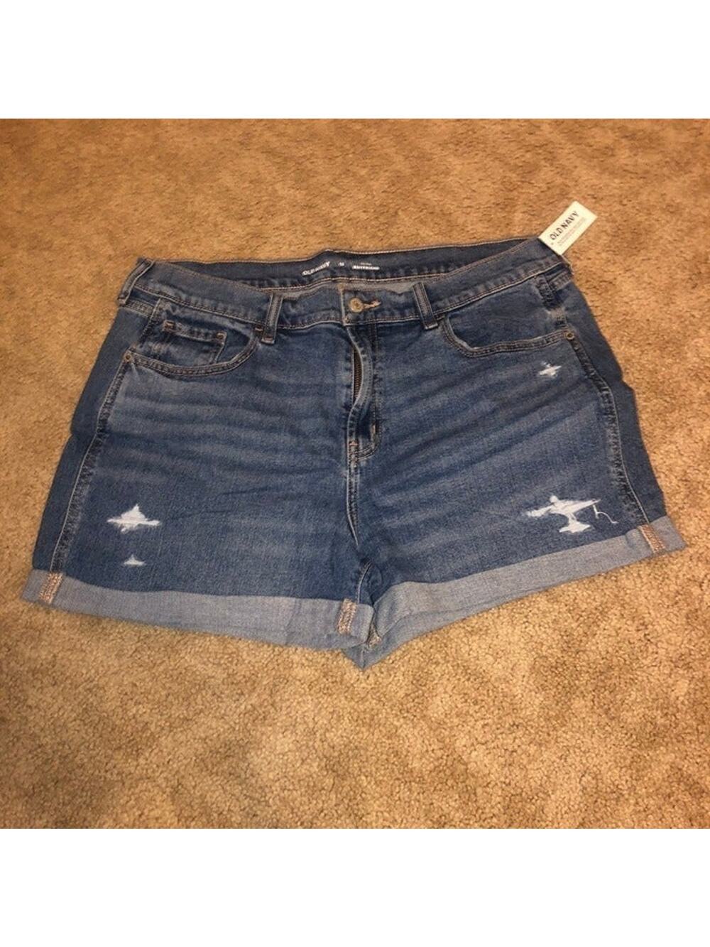 Size 10 - Mid-Rise Ripped Boyfriend Jean Shorts for Women w/ 3-inch inseam